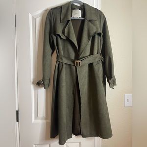 Anthropologie harley faux suede trench coat size Small